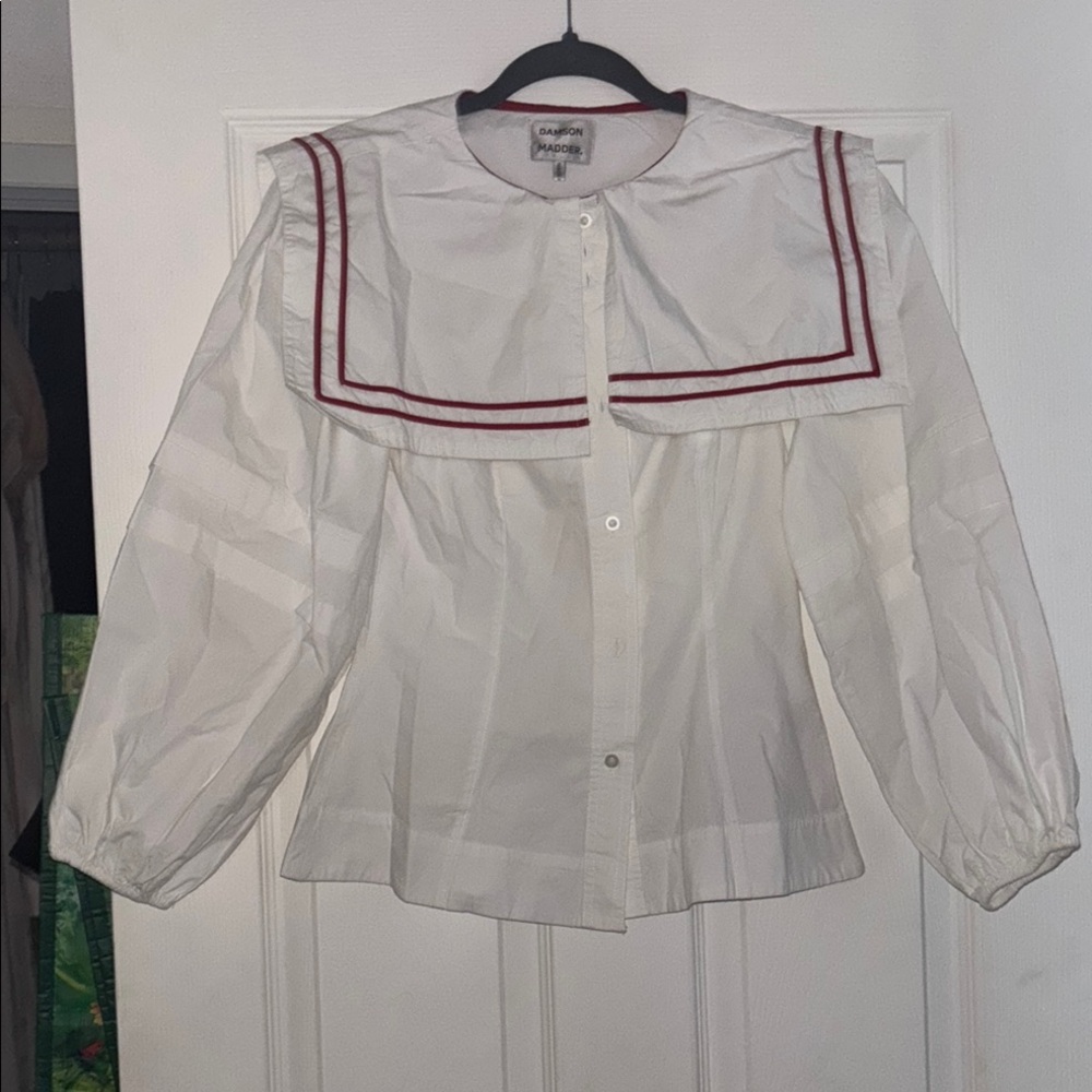 Damson Madder Elise Blouse White Sailor Shirt NEW